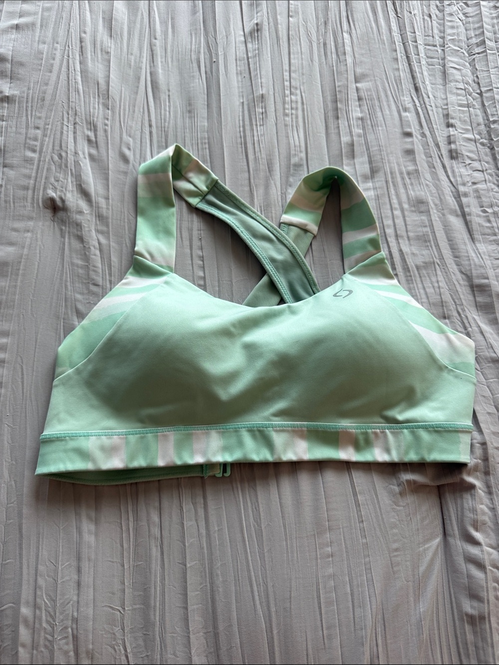 Moving Comfort Mint Green Striped Sports Bra